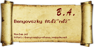 Benyovszky Aténé névjegykártya